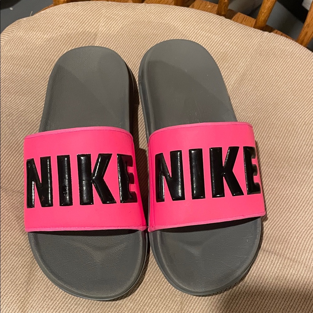 Nike Bright Pink and Gray Sandals